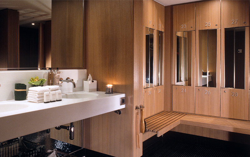 hotel design, spa changing room