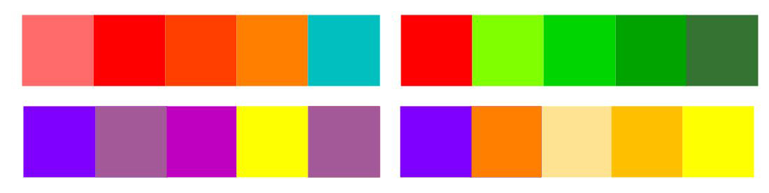 Mre Examples of Complementary Analogous Colour Harmonies